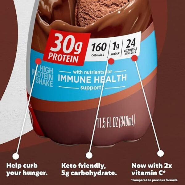 remier Protein Shake, Chocolate, 30g Protein 1g Sugar 24 Vitamins Minerals Nutrients to Support Immune Health, 11.5 fl oz (Pack of 12) - Image 2