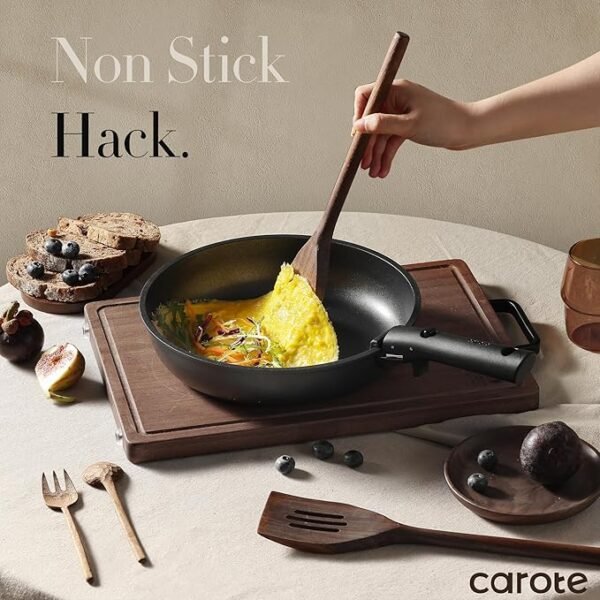 Pots and Pans Set Non Stick, Cookware Set Detachable Handle, Nonstick Induction Kitchen Sets Non Stick with Removable Handle, RV Cook Ware, Oven Safe, Black - Image 3