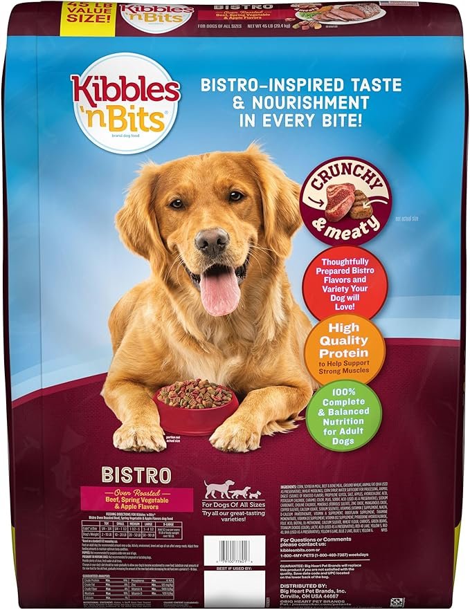 Kibbles 'n Bits Bistro Oven Roasted Beef, Spring Vegetable & Apple Flavors Dry Dog Food, 45 lb. Bag - Image 3